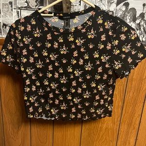 Black Floral Crop Top